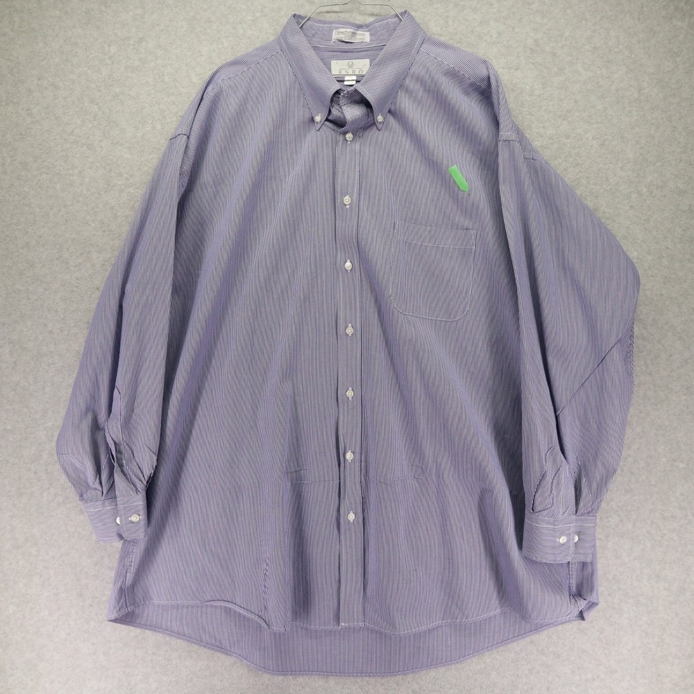 ENRO Shirt Mens 20 35/36 Tall Dress Pocket Button Up Blue Striped Long Sleeve